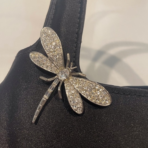 KENNETH JAY LANE, Evening bag, black with rhinestone dragon fly - Picture 2 of 6